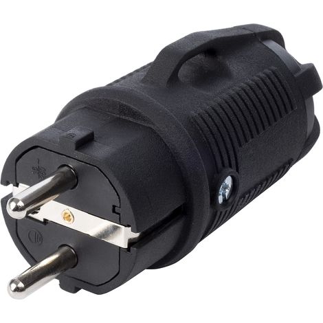 Spina Schuko 16A+T Nero Gomma Ip54 Rosi (1/3)