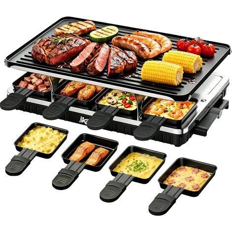 Parrilla Eléctrica Multifunción 1300W – Placa Reversible 2-en-1 con 8 Cazuelitas Aislantes – Perfecta para Cenas entre Amigos y Reuniones Familiares (1/5)