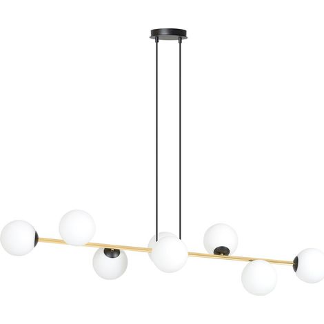 Lampada a Sospensione Gravity, Acciaio verniciato a polvere, Vetro, Nero, Oro, Bianco, 140x100x29 cm (1/5)