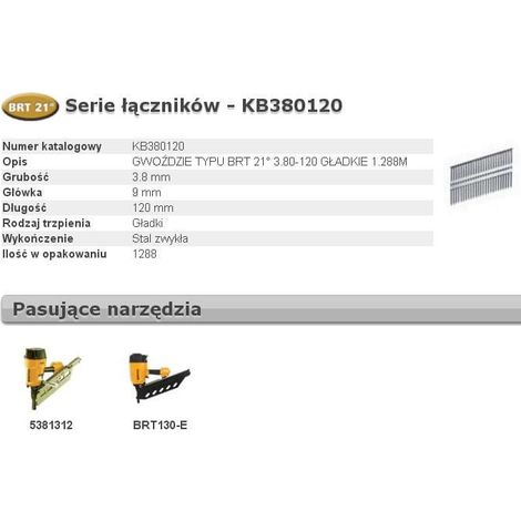 Bostitch KB380120 Clous Acier 3,80x120 mm 1288 pcs