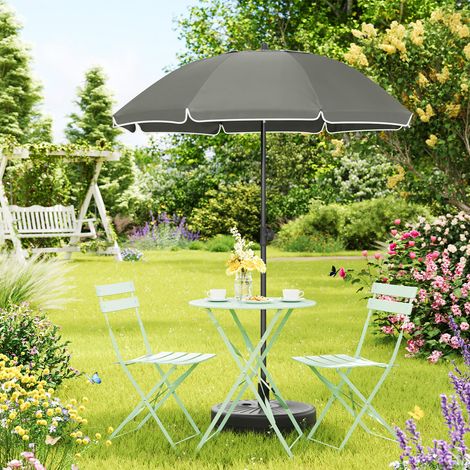 WOLTU Sonnenschirm φ155 cm, UV Schutz 50+ Strandschirm, Höhenverstellbar Knickbar, Gartenschirm mit Tragetasche,  für Balkon/Garten/Strand, Dunkelgrau