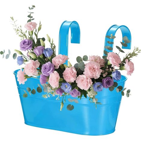 Jardinière suspendue vintage en fer forgé, pot de jardin 25 cm avec crochets amovibles (1/5)