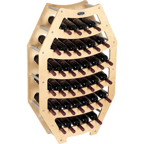 Cantinetta Portabottiglie in Legno Scaffale mobile per Bottiglie vino MADE IN ITALY mod. Ottagono Acero B.36 L75 x P25 x 120H