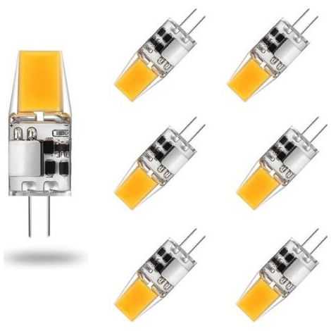 Bombilla LED G4, AC/DC 12V, 5W, blanco cálido 3000K, fuente de luz, equivalente a una lámpara halógena de 50W, ángulo de haz de 360°, sin parpadeo, paquete de 6, blanco cálido 3000K, 5W (1/5)
