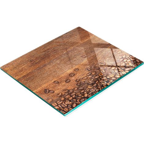 Tabla de cocina decorativa multifuncional de vidrio con diseño de granos de café, 60x52 cm. (1/5)