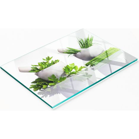 Tabla de hierbas decorativa multifuncional de vidrio templado para cocina, 80x52 cm (1/5)