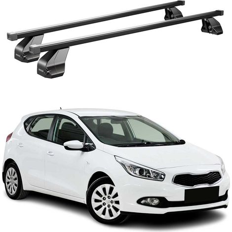 OMAC Barres de toit transversales en acier pour Kia Ceed II 2012-2018 – Antivol inclus – Testées City Crash – DIN 75302:2019 – ISO/PAS 11154:2006 – Charge max 75 kg Noir (1/4)