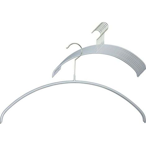 Economy P Kleiderbügel, 10er-Pack, platzsparend, abgerundet, ideal für T-Shirts und Pullover, 360° drehbare Haken, rutschfeste Beschichtung, 40 cm, Silber-Crezuo