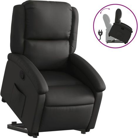Fauteuil inclinable en cuir véritable noir (1/5)