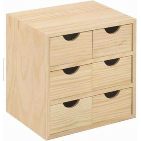 Cassettiera in legno Massello 6 Cassetti Mini cm 28 x 20 x h 28 - blocco 3X2 Astigarraga