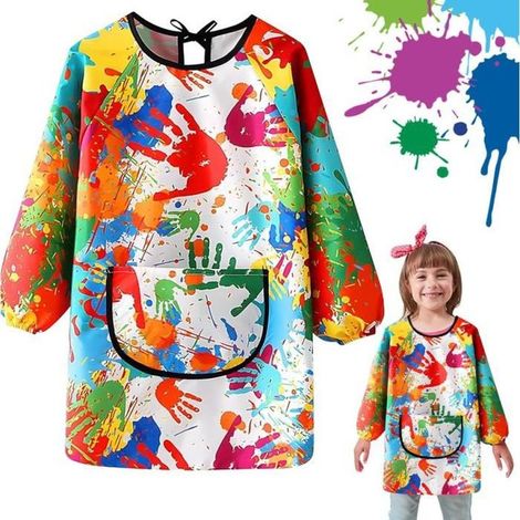 Malschürze für Kinder, langärmelig, wasserdicht, aus Polyester, für Kinder im Alter von 6-12 Jahren in kreativen Workshops (1/5)