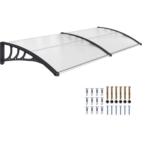 Pultvordach Vordach für Haustür 75x195x23 cm Überdachung 5mm Polycarbonat Sonnenschutz Regenschutz für draußen Alu Transparent