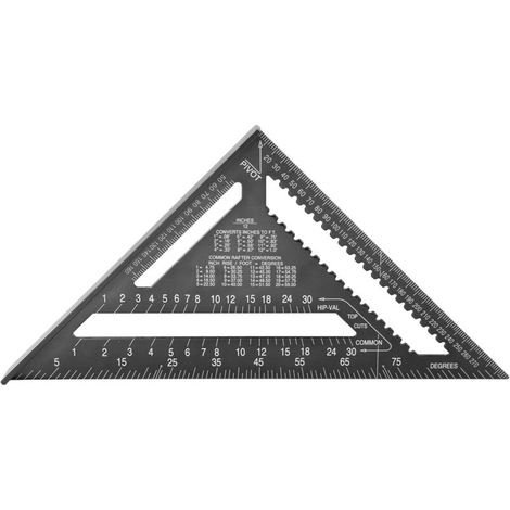 Équerre en alliage d'aluminium, graduation métrique et impériale, haute précision, lecture facile, idéale pour ingénieurs et charpentiers (noire). (1/5)