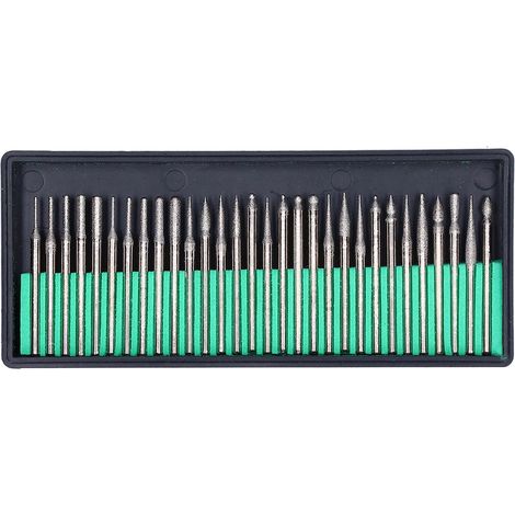 Ortviai Lot de 30 embouts abrasifs en émeri pour meuleuse droite, tige 3 mm, formes variées (sphérique, conique, cylindrique) (1/5)