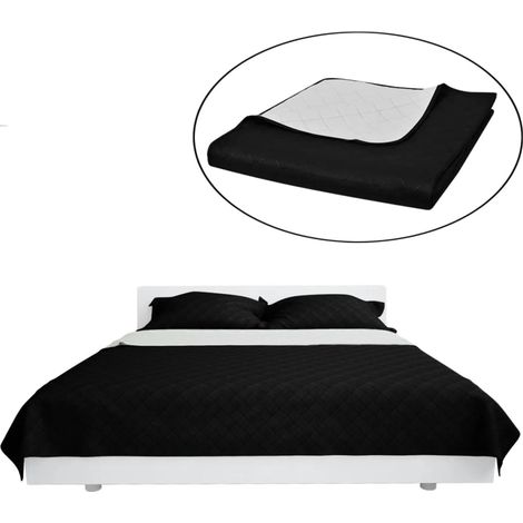 Couvre-lit à double face matelassé Noir/Blanc 220x240 cm CFW145895 (1/5)