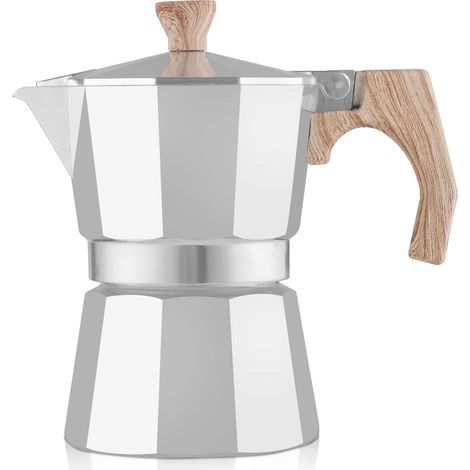 Moka pot cafetières 6 tasses, cuisinière en aluminium machine à café à café Percolateur Moka pot Caffettiera, 300ml 6 tasses Argent (1/5)