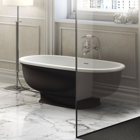 RAK Washington Black 1560mm x 810mm Double Ended Freestanding Bath - WTBT15681504 (1/3)
