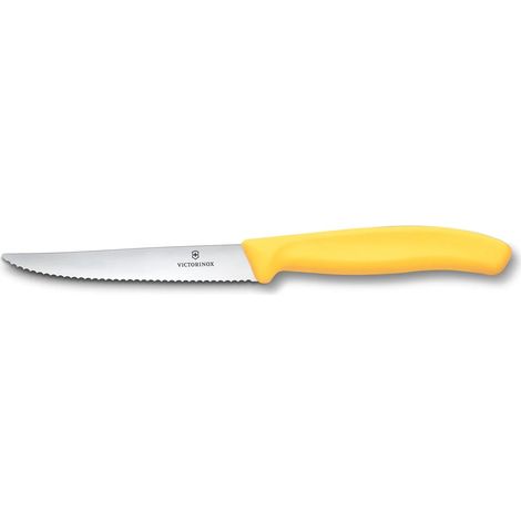 Victorinox coltello cm 11 bistecca ondulato manico giallo