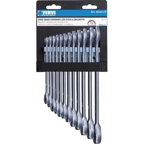 Serie 12 chiave combinata con testa a cricchetto Fervi 0700/12p (1/3)