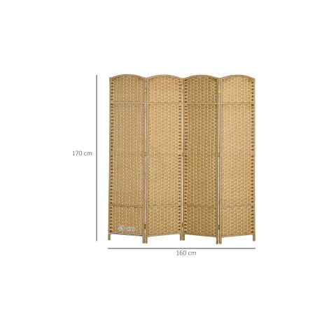 Paravent séparateur de pièce naturel à 4 panneaux pliable avec fonction brise-vue pour salon chambre et bureau (1/5)
