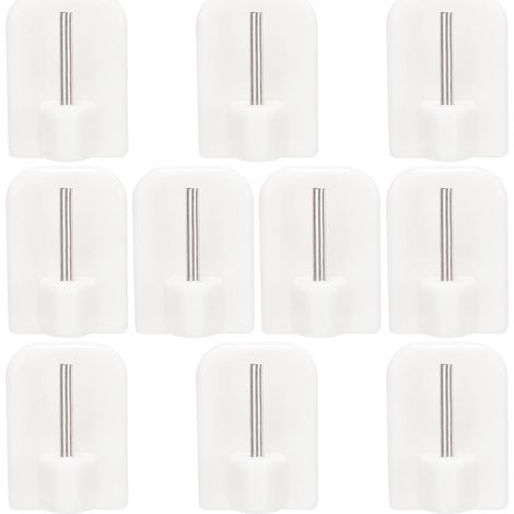 Paquete de 10 ganchos adhesivos para cortinas, no requieren taladrar, para colgar llaves, redes, barras de cortina y cortinas (blanco). (1/5)