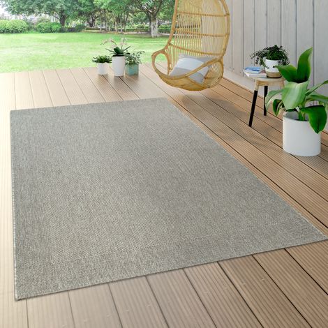 Paco Home In- & Outdoor Flachgewebe Teppich Sisal Optik Natürlicher Look Einfarbig Grau 120x170 cm