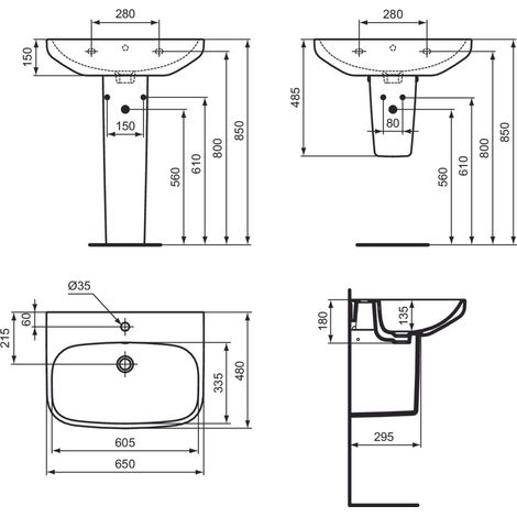 IDEAL STANDARD Lavabo I Life Cm 65 Bianco (1/4)