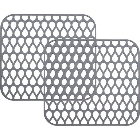 Lot de 2 Tapis Évier en Silicone, Protège Évier Pliable et Antidérapant, Tapis Evier Cuisine, Drainage Rapide, Résistant à la Chaleur, 34.5x29cm (1/5)