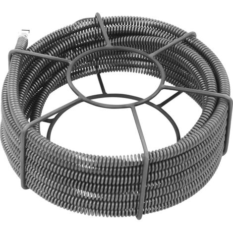 Desatascador de cable, 10 metros de largo, fabricado en acero al manganeso, color gris oscuro. (1/2)