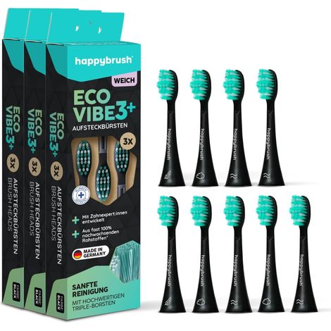 Brossettes pour Brosse à Dents Sonique Électrique Eco VIBE 3 - Black/Mint - souple - 3x3 pièces (1/5)