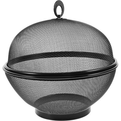 Corbeille à fruits en métal avec couvercle et panier - Rangement anti-mouches pour fruits et légumes (Noir/1 pièce) (1/5)