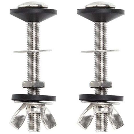 Boulon de toilette kit de boulons de réservoir à bol, kit de 2 pièces pour cassette à vis, fixation universelle pour WC en acier inoxydable, facile à installer (1/4)