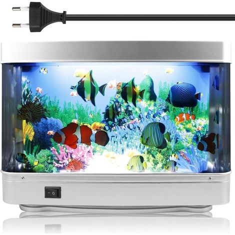 Lampe d'aquarium LED, veilleuse décorative, petit aquarium artificiel, lampe de paysage avec prise européenne, faux aquarium pour salon, bureau, chambre à coucher