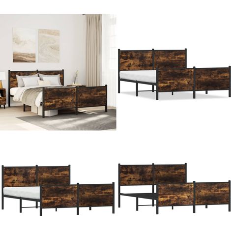 vidaXL Metallbett ohne Matratze Räuchereiche 150x200 cm (1/5)