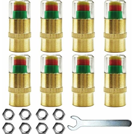 Set of 8 Car Tire Pressure Monitoring Valve Caps, suitable for Most Car Models (Tire Pressure 2.4 Bar), with Wrench and 8 Nuts. (1/5)