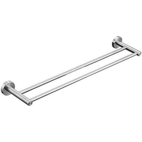 – Porte-serviettes double mural 50 cm – Acier inoxydable brossé – Installation facile avec vis et ancres – Résistant à la corrosion - SUS 304 EN (1/5)