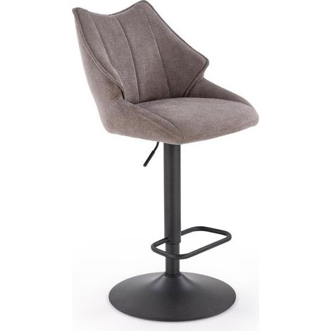 Chaise de bar en tissu gris et pied métal noir Vivi (1/5)