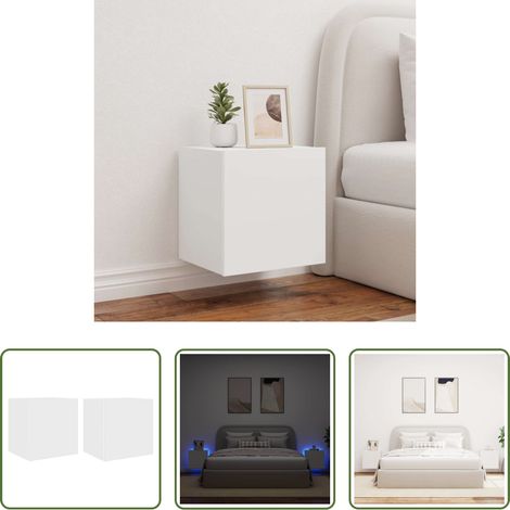 LED-Leuchten - TV-Wandschränke mit LED-Leuchten 2 Stk. Weiß 40,5x35x40 cm (1/5)