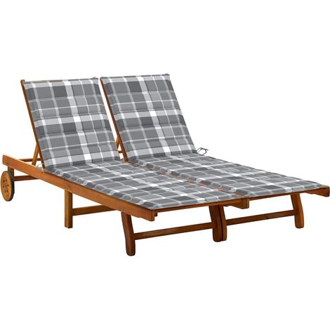 vidaXL Tumbona de jardín 2 personas y cojines madera maciza de acacia (1/5)