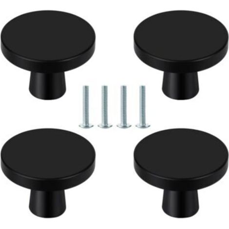 Lot de 4 boutons de meuble noirs ronds pour tiroirs, cuisine, commode, armoire (1/5)