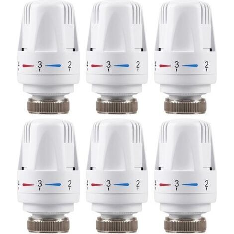 Lot de 6 Tête de Thermostatique M30 x 1,5, Valves Thermostatiques pour Radiateur, Tête de Remplacement de Vanne de Thermostat de Radiateur pour Maison Bureau (1/4)