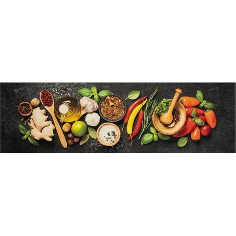 Tapis de cuisine lavable impression d'épices 45x150 cm velours (1/5)
