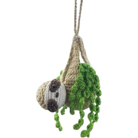 Décoration de voiture paresseux - Paresseux à suspendre au rétroviseur, texture peluche mignonne, léger et doté d'une boucle de suspension sécurisée, fabrication en coton mélangé de qualité, pour voit (1/5)