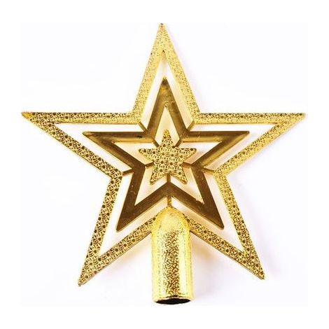 Lot de 10 étoiles décoratives pour sapin de Noël, dorées - 20 cm (1/5)