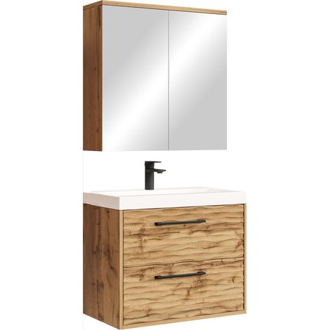 Mobili da bagno Etna 60 cm 01 - Rovere - Mobile contenitore con specchiera (1/5)