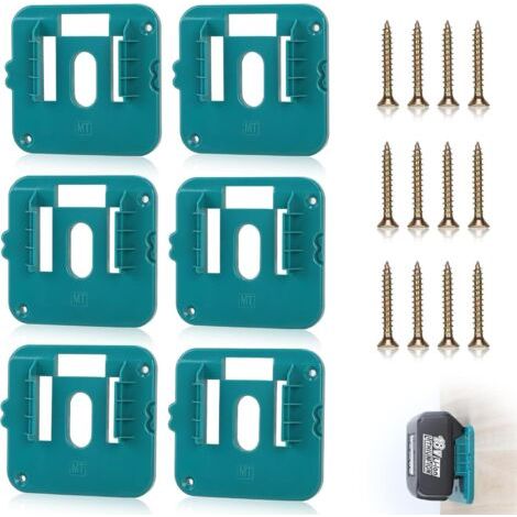 6 x Support de Batterie Makita18V avec 12 Vis, Compatible avec Makita BL1860 BL1850 BL1840 BL1830, Bleu(Pas de Batterie)