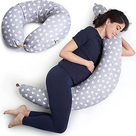 gris-coeur Blanccoussin D'allaitement Et De Grossesse Pour Dormir Multifonctionnel Reducteur Oreiller De Corps Femme Enceinte Cotton Amovible (1/5)