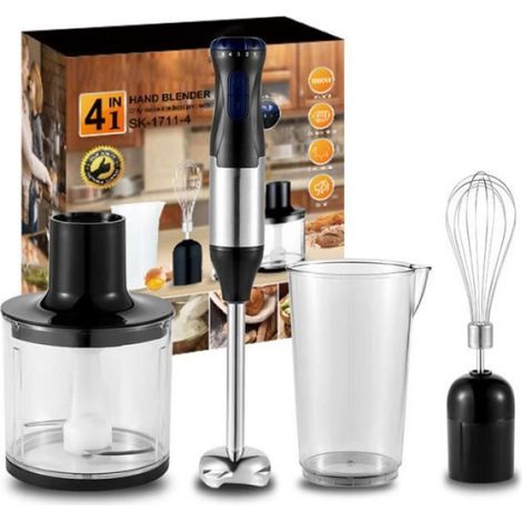 Mixeur plongeant 1000W - - 4 en 1 - Noir - 5 niveaux de vitesse (1/4)