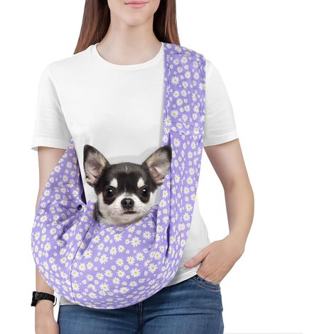1 Sac à bandoulière pour animal, réversible, avec laisse de sécurité et bouton-pression, poche de rangement, pour chien et chat.