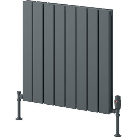 Reina Piatto Double Horizontal Aluminium Radiator 600mm H x 595mm W - Anthracite (1/3)